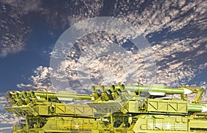 Russian modern weapons at night against the sky, Russia