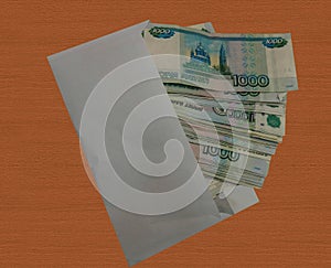 Russian money in an envelope