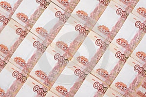 Russian money with a face value of five thousand rubles. Background from Russian money