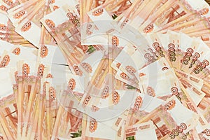 Russian money with a face value of five thousand rubles, Close-up. The concept of Finance. Background and texture of