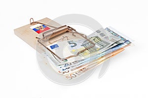 Russian mouse trap with Euro bill