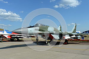 Russian multifunctional front-line fighter Mig-29SMT `Fulcrum` at the MAKS-2021 International Air Show