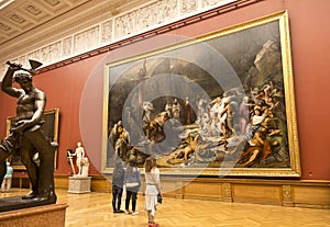 Russian Museum, the youth near painting Bruni