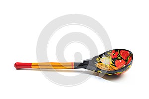 Russian national wooden spoon isolated on white background - IMAGE