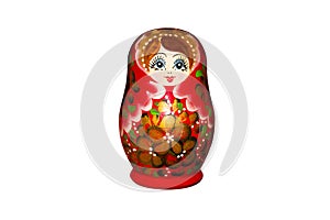 Russian nesting doll on white background.