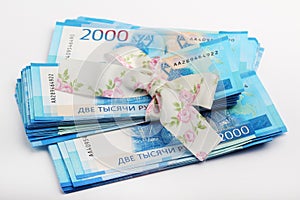 Russian notes as a symbol of present you can buy on them