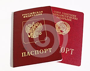 Russian and old soviet international passports photo