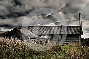 Russian old village on the edge of the forest