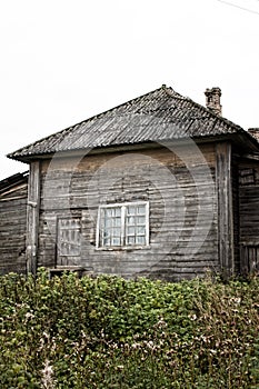 Russian old village on the edge of the forest