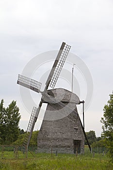 Russian old wooden windmill