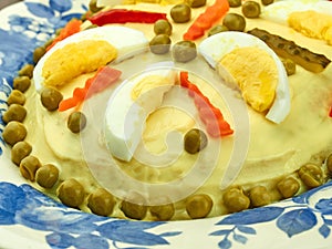 Russian Olivier Traditional Salad Closeup