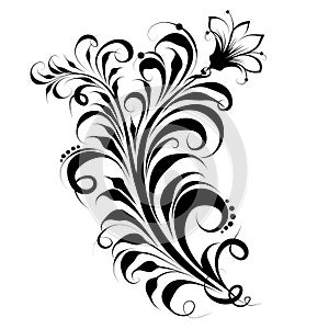 Russian ornament, Khokhloma flower, pattern on white background.