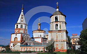 Russian orthodox cathedral in Irkutsk city center, Russia