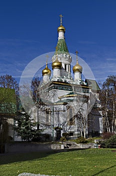 Russian Orthodox Church St. Nicholas the Wonderworker or Miracle Worker in autumn