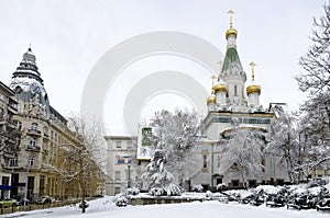 Russian Orthodox Church St. Nicholas the Wonderworker or Miracle Worker in winter