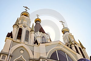 Russian Orthodox Church towers with three domes