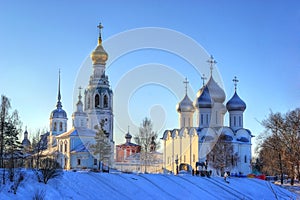 Russian ortodox church winter landscape photo