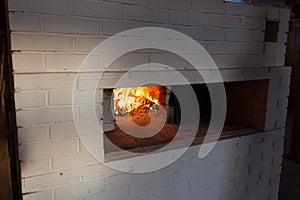 Russian oven and fire in it