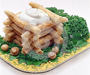 Russian pancake with soure photo