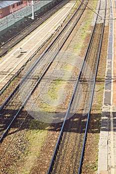 Russian Railways. Railroad tracks, top view.