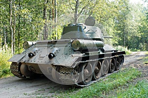 Russian rare tank of world war II in the forest
