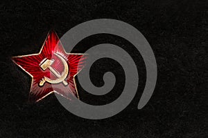 Russian Red Star with Hammer and Sickle on Fur