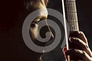 Russian Rocker. The guy with the guitar in front of a photographer. Grunge music, strings, music, instrument, guitar, spirituality