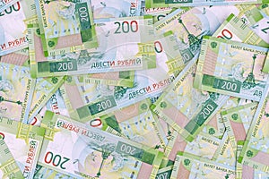 Russian 200 roubles banknotes as paper money background.