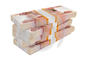 Russian rubles bills packs on stack