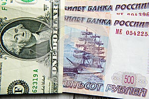 Russian rubles with dollars