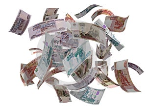 Russian rubles flying photo