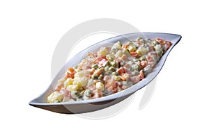 Russian salad Olivier with mayonnaise and egg served - Turkish name Rus salatasi