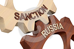 Russian sanction on white background. Isolated 3D illustration photo