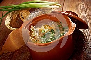 Russian sauerkraut soup stchi