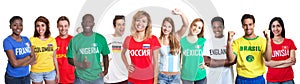 Russian soccer fan with fans from other countries