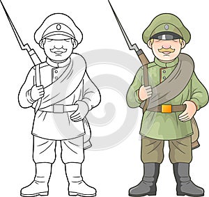 Russian soldier, world war one, coloring book