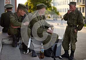 Russian soldiers at the parade repetition