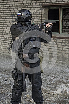 Russian special forces training at a military training ground.