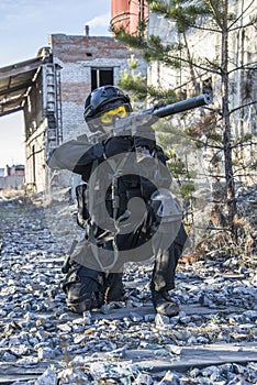 Russian special forces training at a military training ground.