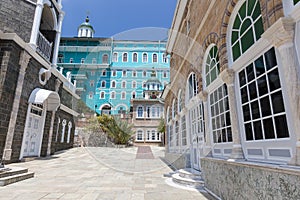 Russian St. Pantaleon Orthodox monastery at Mount Athos photo