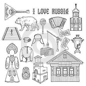 Russian style collection for coloring book