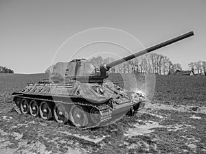 Russian T-34 tank retro image