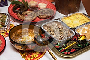 Russian table with food