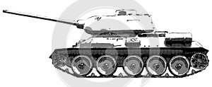 Russian tank T 34 - vector drawing
