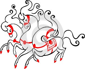 Russian three horses