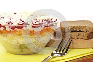 Russian traditional herring salad