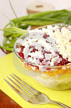 Russian traditional herring salad