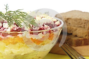 Russian traditional herring salad