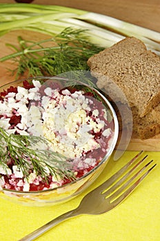 Russian traditional herring salad