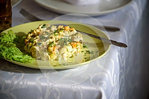 Russian traditional salad Olivier